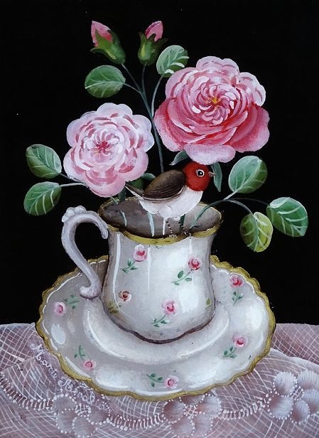 tasse anglaise aux roses