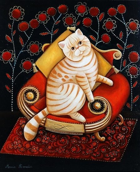 le chat au fauteuil rouge