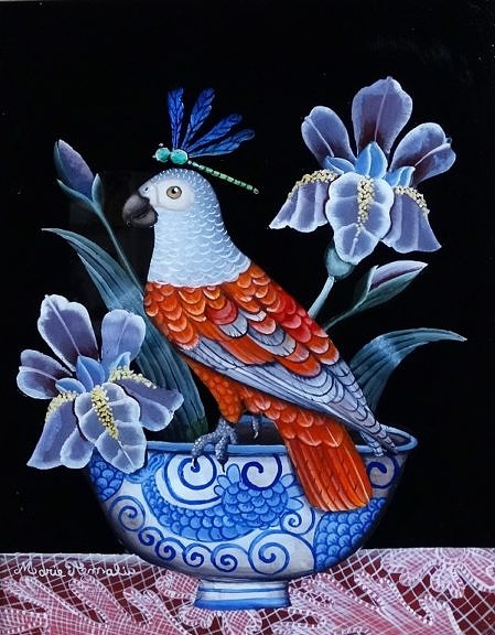 perroquet et libellule