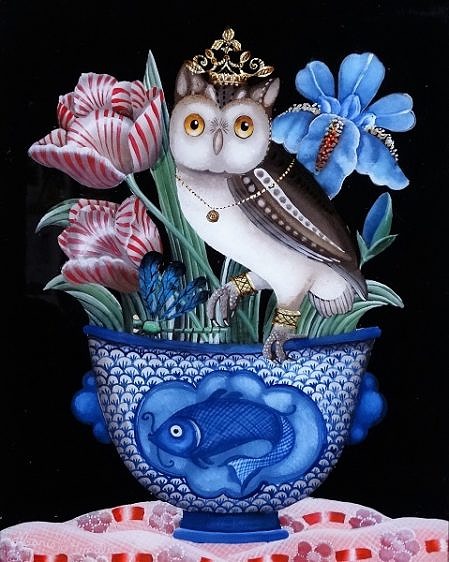 la chouette aux tulipes
