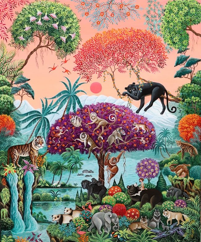 Tableau verre animaux forêts tropicales PARADISE