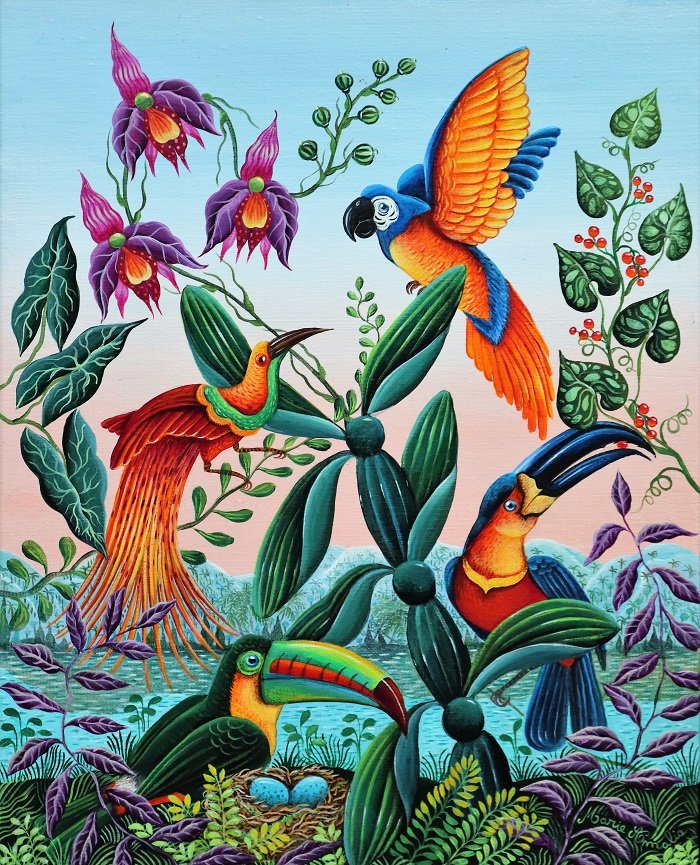 Perroquet toucans et oiseau de paradis SOLD