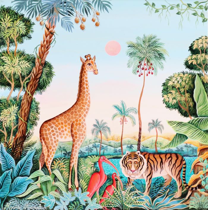 Girafe,ibis et tigre